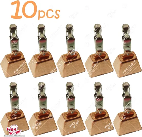 Miniatura 9 de 10 unids Pesca de cobre Campana de alerta con pinza de águila clips cebos alarma campanas
