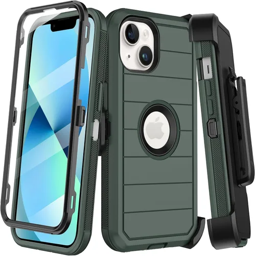 Miniatura 14 de KECAI Funda para iPhone 13 Mini con Protector de Pantalla Integrado, Funda con Clip para Cinturón, Resistente de Servicio Pesado a Prueba de Golpes