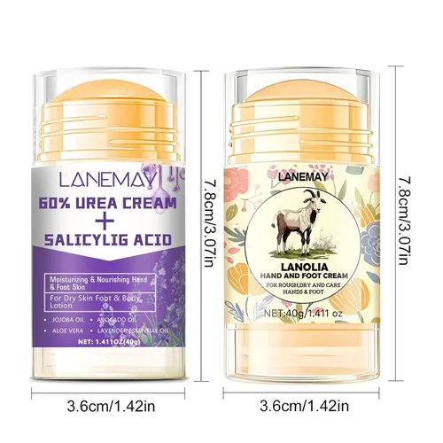 Miniatura 9 de 2 unidades de crema de urea 60% para pies y piel seca agrietada, barra de reparación de talón agrietado, bálsamo hidratante de máxima fuerza