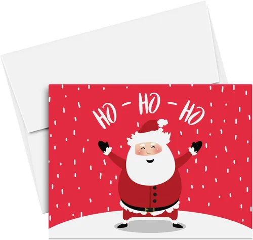 Miniatura 9 de Ho Ho - Tarjetas de felicitación navideñas y sobres, divertidos y lindos emoji, plegables, color negro, para Navidad y Año Nuevo, 4.25 x 5.5