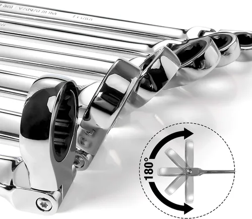 Miniatura 4 de DURATECH Llave de trinquete extralarga de cabeza flexible 8 * 9 mm, métrica, acero CR-V
