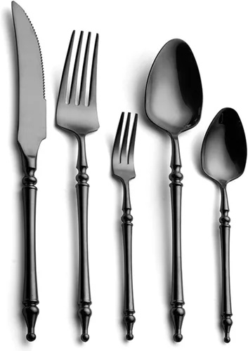 Miniatura 8 de Juego de cubiertos plateados de acero inoxidable pulido con espejo – Juego de cubiertos de 30 piezas de cubiertos de cena, utensilios para comer