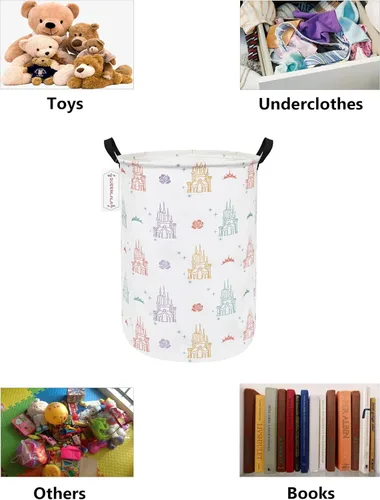 Miniatura 3 de QUEENLALA Cesta de almacenamiento grande, cesta de lavandería, baño, decoración del hogar, cesta de almacenamiento redonda plegable, para niños