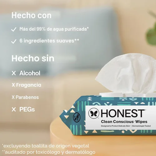 Miniatura 6 de The Honest Company - Toallitas limpiadoras para bebé con 99% de agua, respetuosas con el medioambiente, a base de plantas, hipoalergénicas