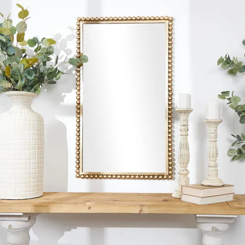Miniatura 5 de CosmoLiving by Cosmopolitan Espejo de pared de metal para habitación, espejo de entrada con detalles de cuentas, espejo montado en la pared 24 x 1 x