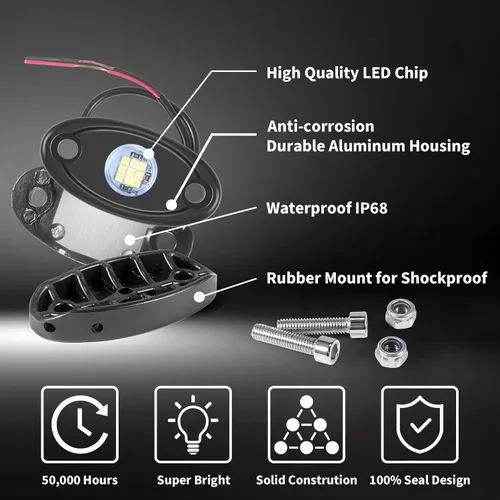Miniatura 5 de 120Pods blanco LED Rock luces neón bajo luz para coche camión ATV SUV debajo del cuerpo resplandor luz Trail Fender Iluminación