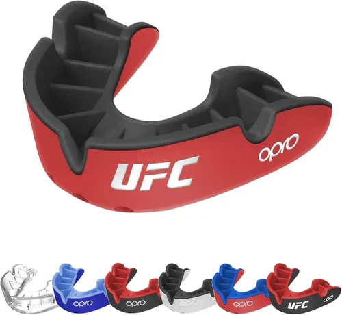 Miniatura 19 de OPRO Protector bucal moldeable de nivel plateado, ajuste esencial (negro/rojo) para niños y jóvenes, protector bucal de boxeo para artes marciales