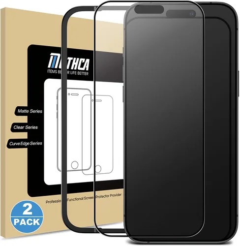 Miniatura 9 de Mothca Paquete de 2 protectores de pantalla de vidrio mate de cobertura completa para iPhone 17 Pro Max de 6.9 pulgadas, antirreflejos, antihuellas