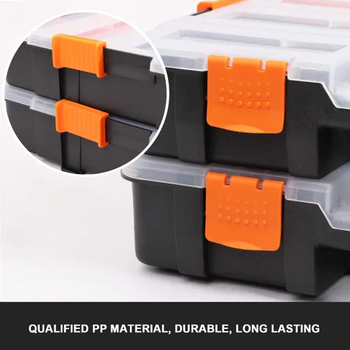 Miniatura 5 de CASOMAN Caja de herramientas organizadora de piezas pequeñas negras entrelazadas para sujetadores y manualidades con divisores extraíbles