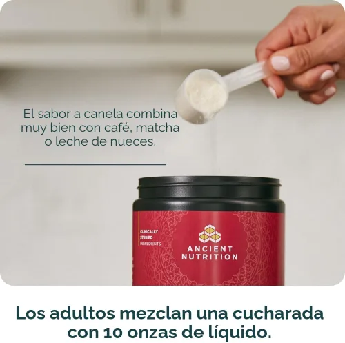 Miniatura 7 de Ancient Nutrition Péptidos de colágeno hidrolizados avanzados, proteína en polvo magra con probióticos y vitamina C, canela, para mujeres y hombres