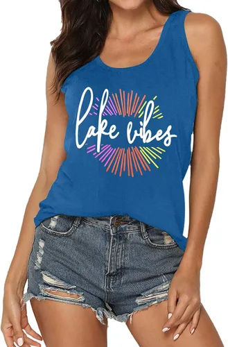 Miniatura 5 de Lake Life - Camiseta sin mangas para mujer, camiseta sin mangas con estampado de Lake Vibes para vacaciones, camiseta sin mangas holgada y bonita