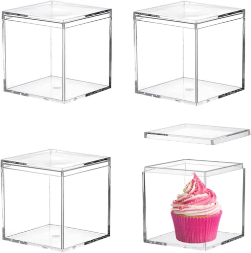 Miniatura 24 de KissYou Caja de Acrílico Grande Cajas de Exhibición Transparentes con Tapa Cubo Cuadrado Transparente Caja de Almacenamiento de Acrílico para Bodas