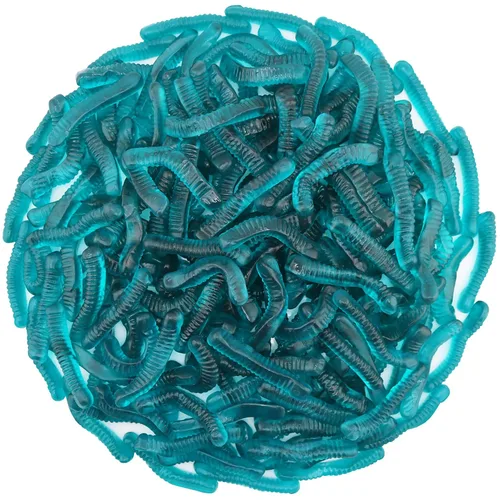 Miniatura 9 de FirstChoiceCandy Gusanos de gomita agridulce, varios sabores y colores sólidos (1 libra, frambuesa azul)