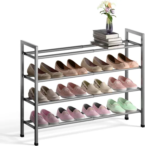 Miniatura 18 de Bumusty Zapatero expandible de 2 niveles para armario, zapatero ajustable de 18 a 33 pulgadas para espacios pequeños, organizador de zapatos pequeño