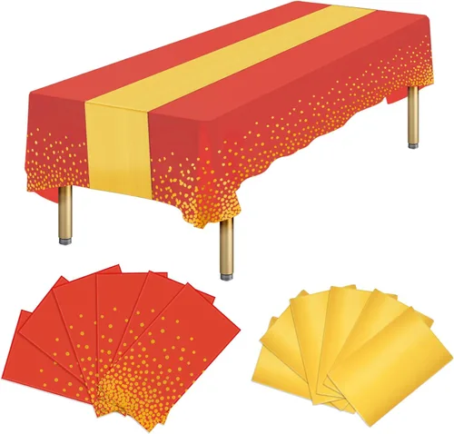Miniatura 9 de Paquete de 12 manteles rectangulares de plástico negro desechables y satinados, mantel rectangular negro y dorado para cumpleaños, aniversario