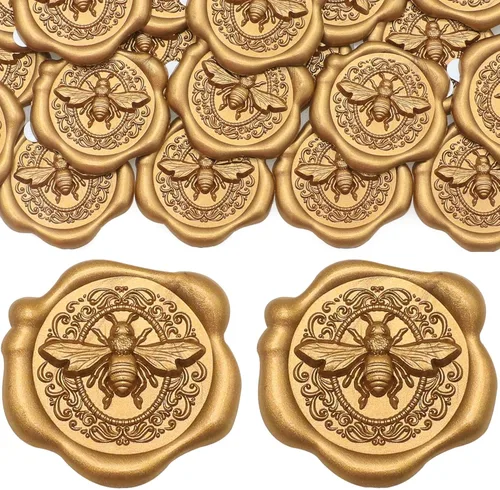Miniatura 9 de SWANGSA 50 Pcs 3D Bow Wax Seal Stickers, Antique Gold Self Adhesive Wax Seal Stickers for Wedding Party Invitations, Envelopes, Greeting Cards, Gift