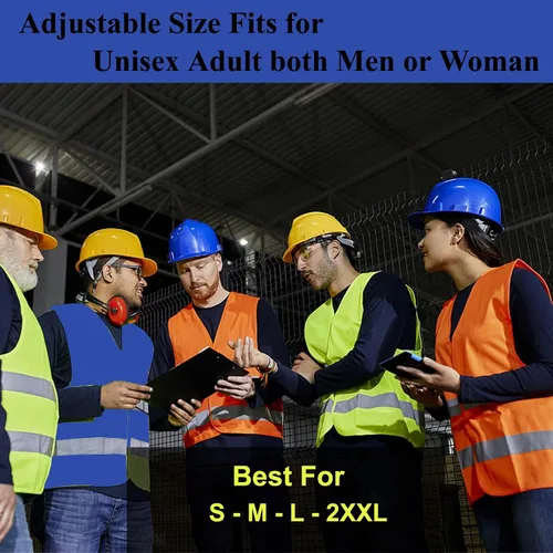 Miniatura 4 de Chalecos de seguridad azules 10 unidades - Chalecos de alta visibilidad reflectantes para construcción Clase ANSI 2 para hombre, mujer, malla