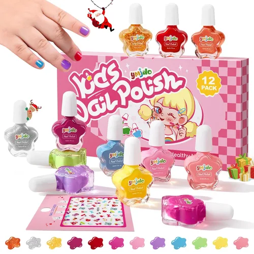 Miniatura 8 de Regalos de Pascua - Juego de esmaltes de uñas para niños, 12 x 0.2 fl oz, no tóxico, despegable, secado rápido, para niñas, belleza sorpresa
