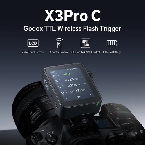 Miniatura 2 de GODOX X3 PRO X3PRO-C Disparador de flash para cámara Canon, transmisor de pantalla táctil inalámbrico TTL de 2.4G, compatible con control Bluetooth