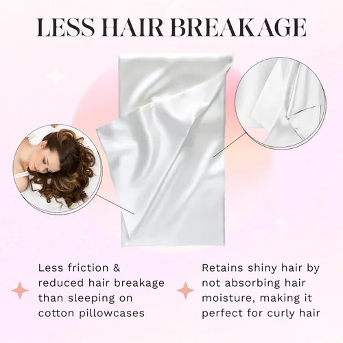 Miniatura 4 de Revele - Funda de almohada de satén para cabello y piel, incluye una funda de almohada de tamaño estándar con cierre de sobre, color blanco