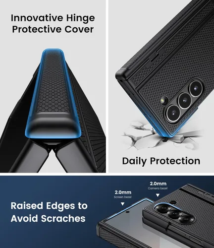 Miniatura 5 de BXYJY Funda para Samsung Galaxy Z Fold 6 con función atril, protector de pantalla frontal y protección de bisagra, ajuste delgado, resistente, duro