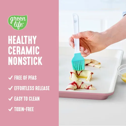 Miniatura 2 de GreenLife Bakeware Bandeja para Hornear de Galletas Media Hoja de 18" x 13", Antiadherente Cerámico Saludable Sin PFAS No Tóxico, Seguro para Horno