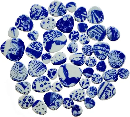 Miniatura 16 de Azulejos de mosaico de cerámica de 1 libra, color aleatorio, tamaño mixto, forma ovalada, piezas de cerámica de mosaico para manualidades