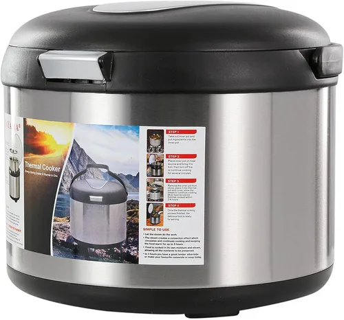Miniatura 6 de Tayama Olla térmica de acero inoxidable, negro, 5 cuartos de galón.