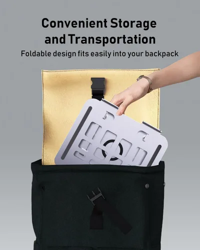 Miniatura 5 de Soporte para computadora portátil para escritorio, soporte ajustable giratorio para computadora, base de rotación de 360°, soporte ergonómico