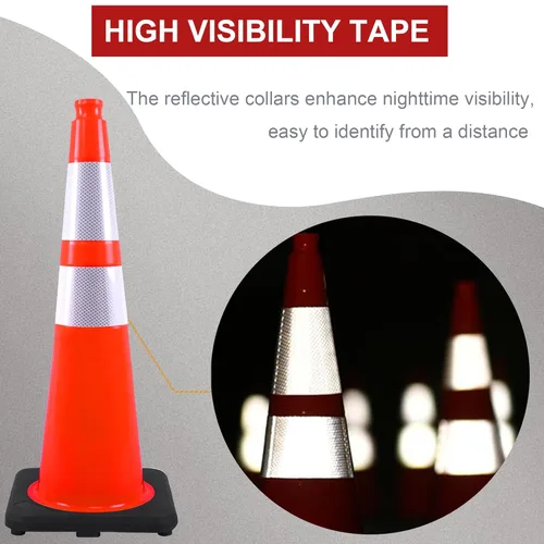 Miniatura 3 de OrangeStar Conos de tráfico naranjas de 28 pulgadas, paquete de 8 conos de seguridad de PVC resistentes con 2 collares reflectantes, base pesada