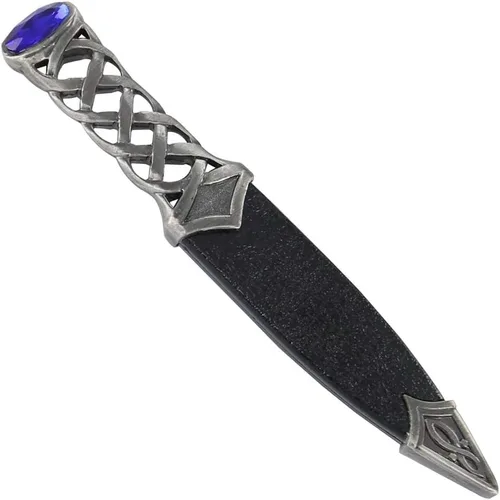 Miniatura 3 de Armory Replicas Cuchillo de daga de acero trenzado celta escocés tradicional medieval de piedra Sgain Dubh Gema azul - Punta de aguja