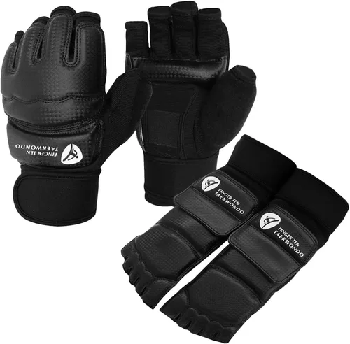 Taekwondo Sparring Gear - Guantes protectores de manos y pies, color blanco, para boxeo, kickboxing, ajuste para adultos, hombres, mujeres y niños