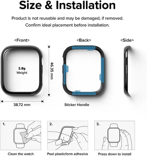 Miniatura 8 de Ringke Estilo de bisel [elegante marco de acero inoxidable] compatible con Apple Watch Series 9, 8, 7 (1.772 pulgadas), protector antiarañazos Negro
