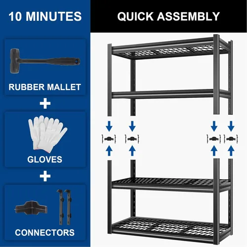 Miniatura 8 de BILT HARD Estantería de garaje resistente de 46 pulgadas de ancho x 24 pulgadas de profundidad x 72 pulgadas de alto, estantes industriales de metal