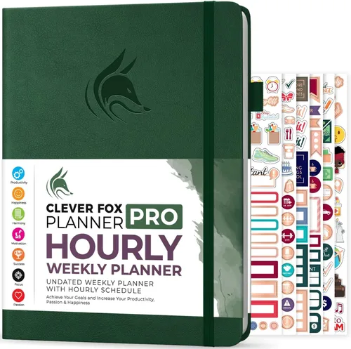 Miniatura 17 de Clever Fox Agenda PRO - Agenda semanal y mensual sin fecha con ranuras de tiempo, libro de citas y organizador diario, A4 (gris)