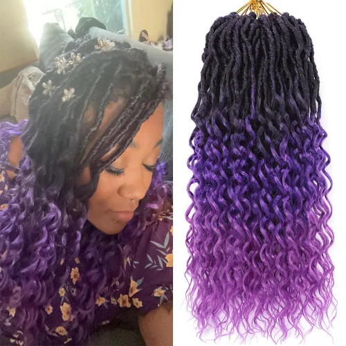 Miniatura 28 de Cabello de Ganchillo Goddess Locs de 12 Pulgadas 8 Paquetes Nuevos Locs Sintéticos Suaves Trenzas de Ganchillo Ondas Profundas Extensiones de 1b
