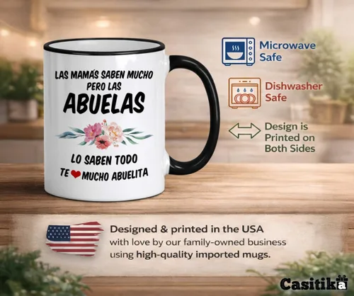 Miniatura 3 de Casitika Las Mamás Saben Mucho Pero Las Abuelas Lo Saben Todo. Taza de café Abuela – Regalo para la abuela española, divertida taza de cerámica