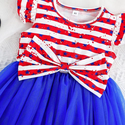 Miniatura 4 de LYQTloml Vestidos de bebé niña con volantes de manga larga con lazo entretejido floral princesa tutú faldas ropa para niñas pequeñas