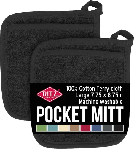 Miniatura 29 de RITZ Guante de bolsillo de rizo y almohadilla caliente: resistente al calor inigualable, 100% algodón duradero, diseño ergonómico para un agarre