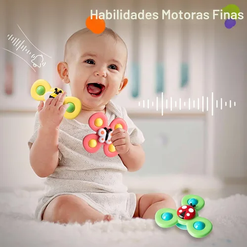 Miniatura 4 de 3 piezas Juguetes giratorios de ventosa para niños de 1 a 2 años, Juguetes giratorios para bebés de 12 a 18 meses, juguetes sensoriales para niños