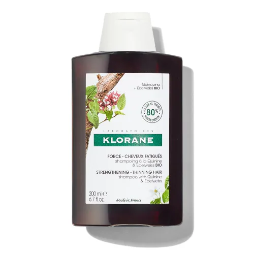 Miniatura 2 de Klorane Champú fortalecedor con quinina, probado por dermatólogos, champú espesante alternativo natural para adelgazamiento del cabello, apoya un