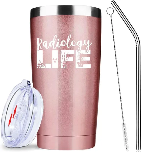 Miniatura 13 de Greys Grays Anatomy Merchandising, mercancía de programa de televisión, vaso de café helado de acero inoxidable aislado de 20 onzas con tapa, popote