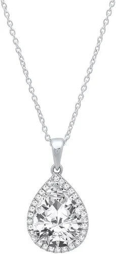 Miniatura 15 de Dazzlingrock Collection Colgante de lágrima de diamante de corte de pera de 18K 10X7 MM creado en laboratorio y diamante de corte redondo, oro blanco
