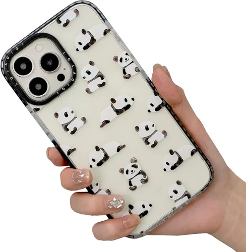 Miniatura 6 de Funda para iPhone 15 Pro Max para Mujeres, Transparente Lindo Panda Dibujos Animados Arte Animal Estampado Diseño Femenino Kawaii Estético