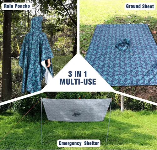 Miniatura 5 de Anyoo Waterproof Rain Poncho for Adults Lightweight Raincoat for Men Women Jacket Coat Hooded for Hiking Outdoor Activities
