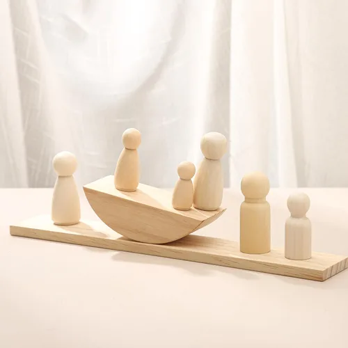Miniatura 6 de Juguetes de madera para bebés, juguetes de conteo de equilibrio, juegos de matemáticas, muñecas de madera sin terminar, aprendizaje preescolar