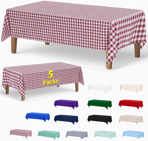 Miniatura 28 de ABCCANOPY Paquete de 3 manteles rectangulares de poliéster de 60 x 84 pulgadas, para interiores y exteriores, resistentes a las manchas, lavable