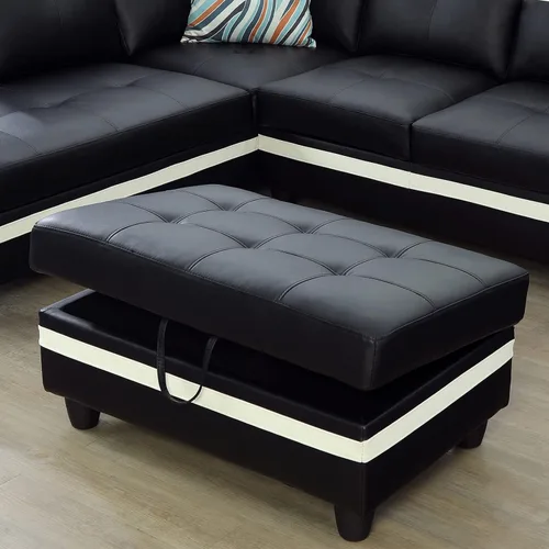 Miniatura 19 de A Ainehome Otomana, moderna otomana de cuero para sala de estar, apartamento y espacio pequeño (tamaño: 28.5 x 19 x 17.5 pulgadas de alto, A-negro)
