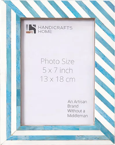 Miniatura 17 de Handicrafts Home Marcos de fotos Marco de fotos Chevron Espiga Vintage Madera Hecho a Mano Natural Hueso Tamaño Clásico 4x4 pulgadas (Turq)