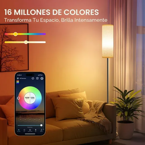 Miniatura 2 de FRIDEKO HOME Paquete de 2 lámparas de pie para sala de estar, colores regulables, temperatura y brillo, lámpara de pie moderna con control remoto
